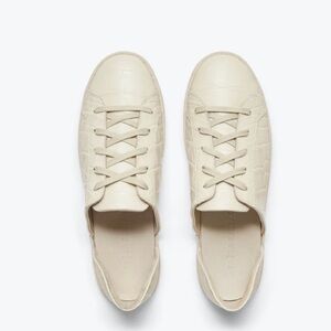 Freda Salvador Eda D'Orsay Sneaker Shoe 100% Leather Embossed Croc Sand Tan 7